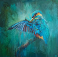 * sold*'April Shower' - Original Kingfisher Painting 50 x 50 cm/ 20 x 20"