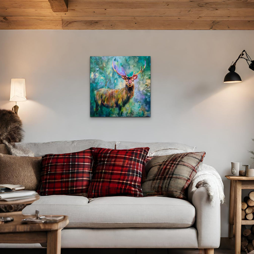 SOLD -Jacob - Original Deer Acrylic Painting - 60 x 60 cm/ 24 x 24" - Animal Art by Susan Gardner - Contemporary Expressionist - Colourful Fine Art
