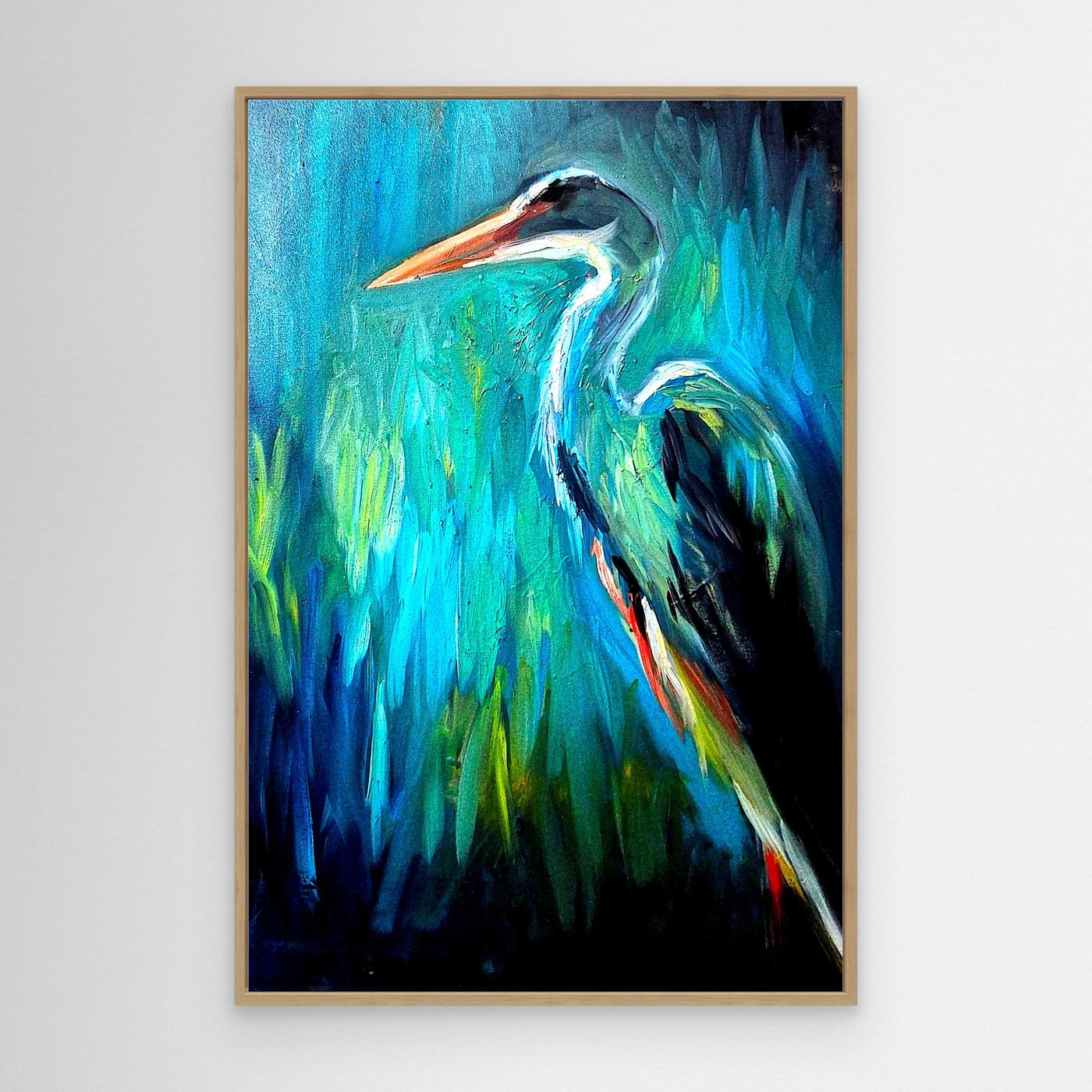Marshlight  - Expressionist Heron - Gallery Scale Canvas Art