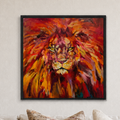 Rufus: lion framed canvas print.