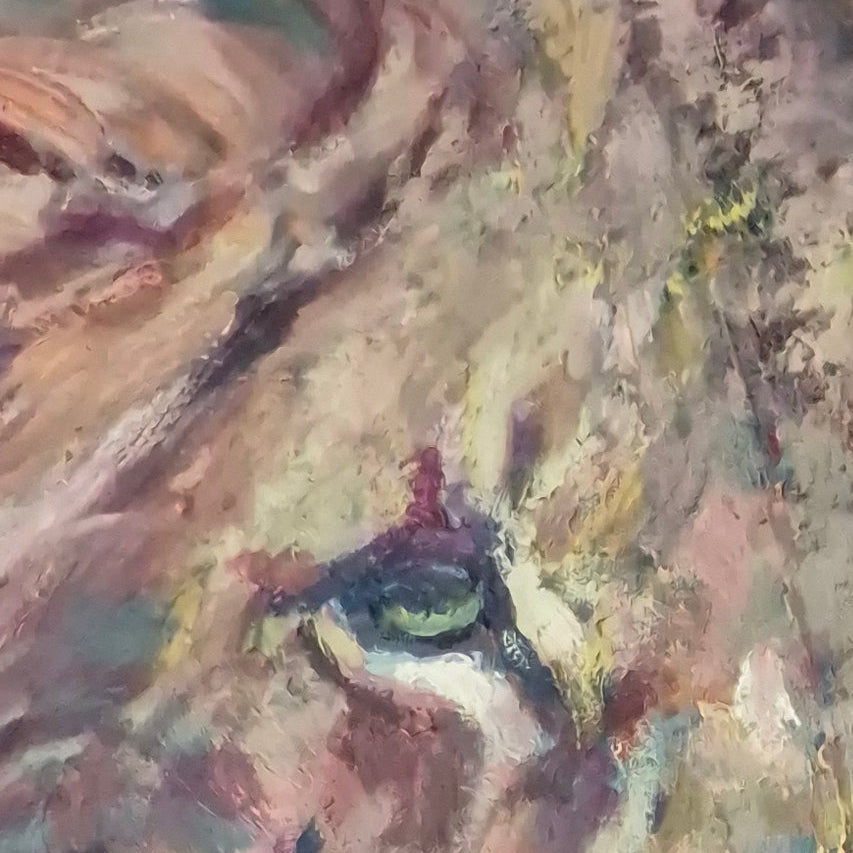 Abstract painting of a lion with vibrant colors