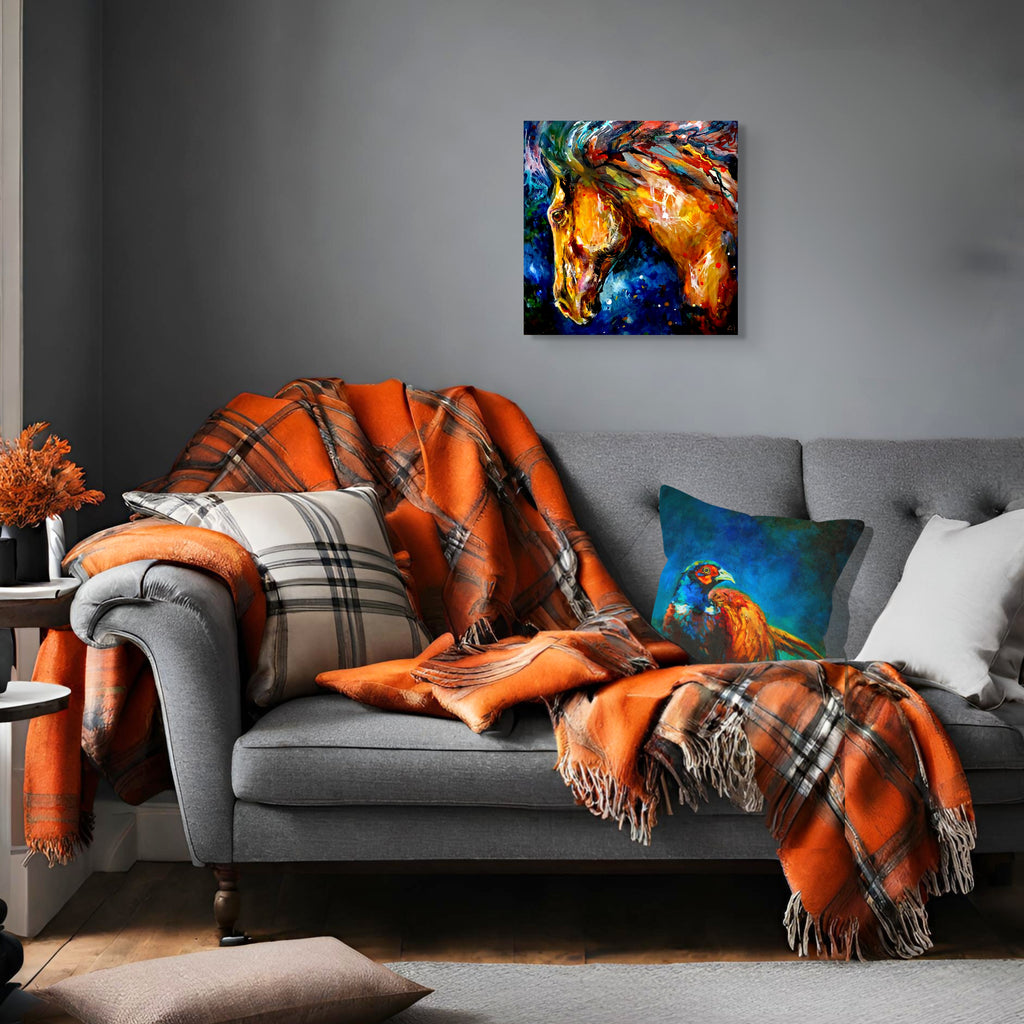 *Sold 'Mazarron' Original Horse Painting in Acrylics - 50 x 50 cm/20 x 20" - Animal Art by Susan Gardner - Contemporary Expressionist - Colourful Fine Art