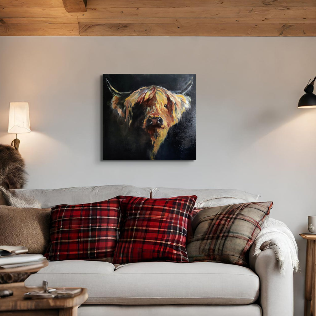 *Sold 'Moray '- Original Highland Cow Oil Painting  60 x 60 cm - Animal Art by Susan Gardner - Contemporary Expressionist - Colourful Fine Art