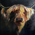 *Sold 'Moray '- Original Highland Cow Oil Painting  60 x 60 cm - Animal Art by Susan Gardner - Contemporary Expressionist - Colourful Fine Art