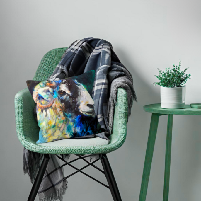 Coniston - Sheep Cushion - Animal Art by Susan Gardner - Contemporary Expressionist - Colourful Fine Art