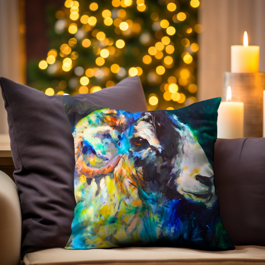 Coniston - Sheep Cushion - Animal Art by Susan Gardner - Contemporary Expressionist - Colourful Fine Art