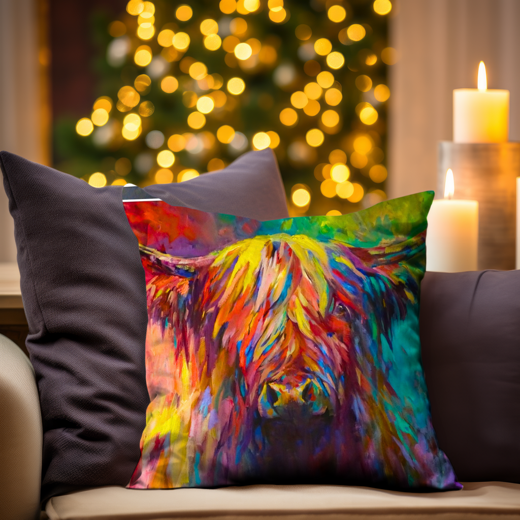 Beinn Eighe Cushion - - susan gardner - uk artist - colourful animal art