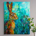 Ready to Run  - Hare Canvas - Animal Art by Susan Gardner - Contemporary Expressionist - Colourful Fine Art