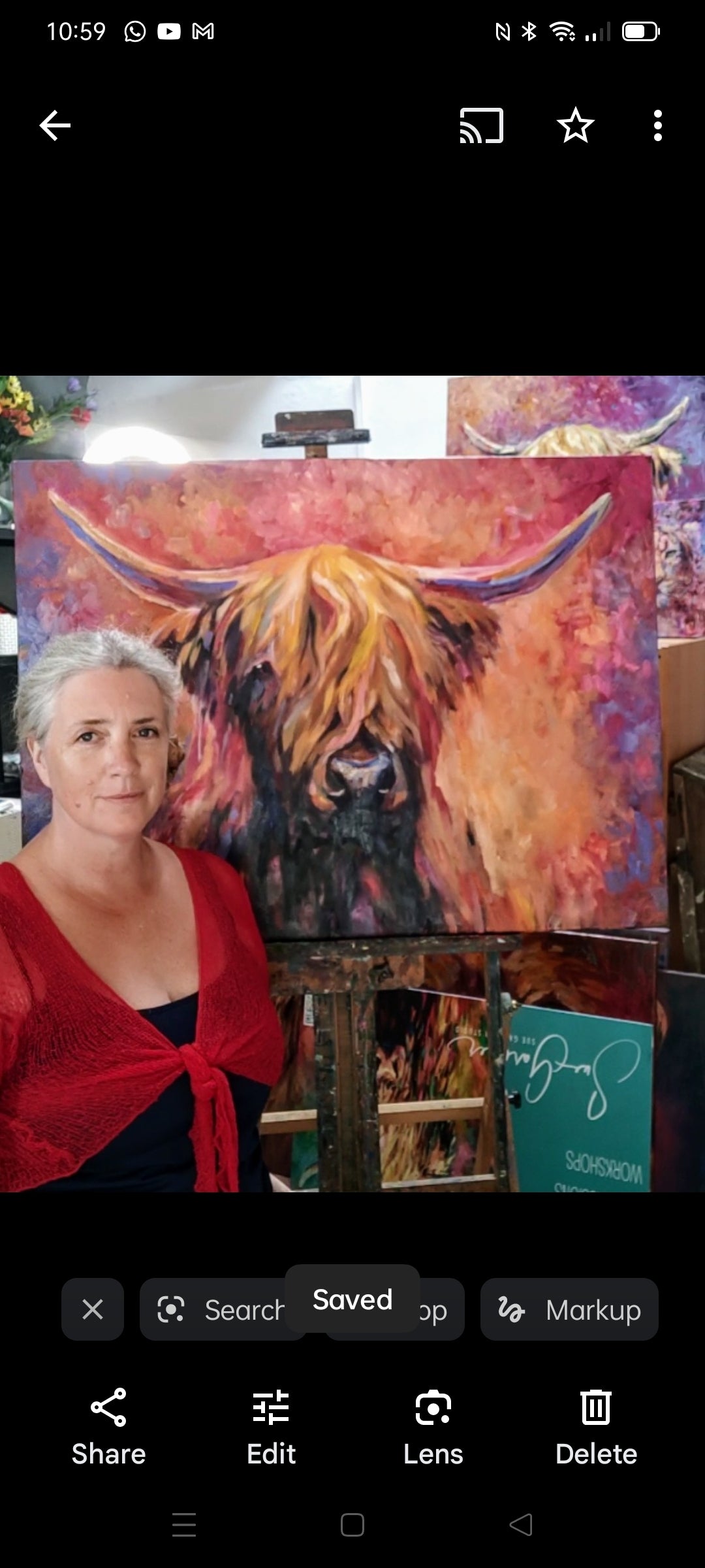 *Sold ' Lochinver '- Original Highland Cow Oil Painting - 80 x 100 cm /30 x 40 " - Animal Art by Susan Gardner - Contemporary Expressionist - Colourful Fine Art