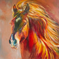 *Sold 'Pleasure' - Chestnut Horse Painting 50 x 50 cm/20 x 20" - Animal Art by Susan Gardner - Contemporary Expressionist - Colourful Fine Art