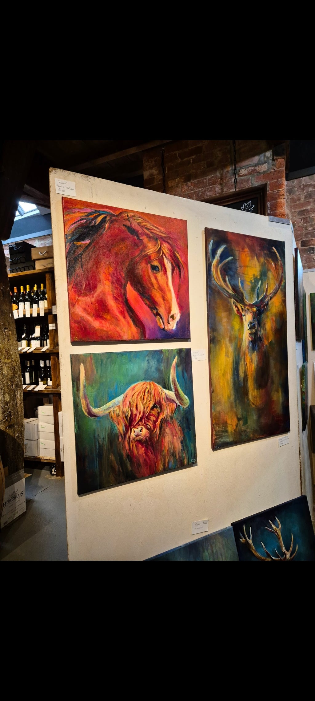 Sold* 'Secret of the Forest ' Original Stag Painting in Acrylics. 100 x 50 cm - Animal Art by Susan Gardner - Contemporary Expressionist - Colourful Fine Art