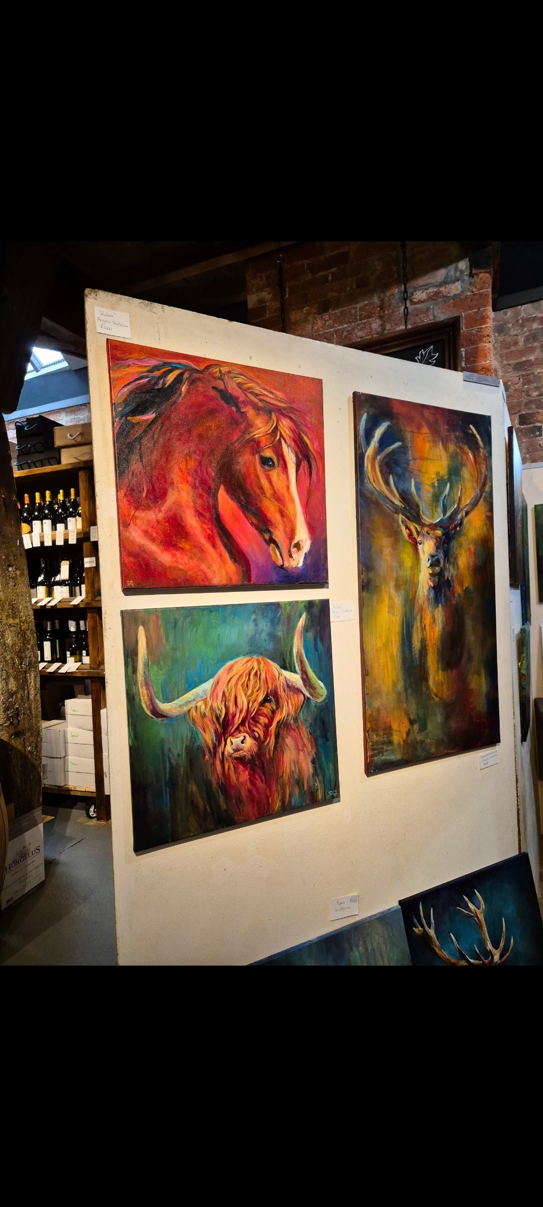 Sold* 'Secret of the Forest ' Original Stag Painting in Acrylics. 100 x 50 cm - Animal Art by Susan Gardner - Contemporary Expressionist - Colourful Fine Art