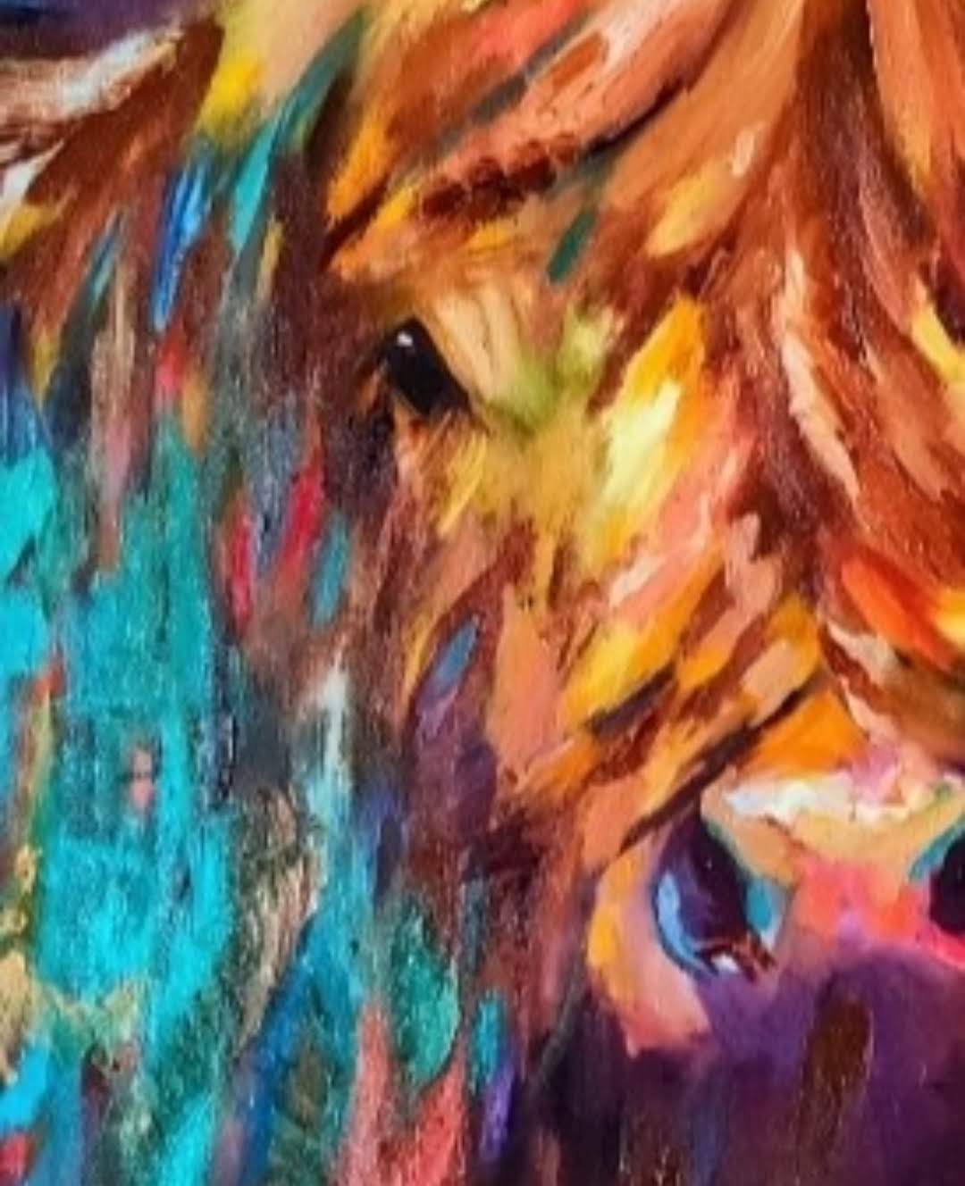 *Sold 'Ross' - Original Highland Cow Oil Painting - 61 x 91 cm / 24 x 36" - Animal Art by Susan Gardner - Contemporary Expressionist - Colourful Fine Art