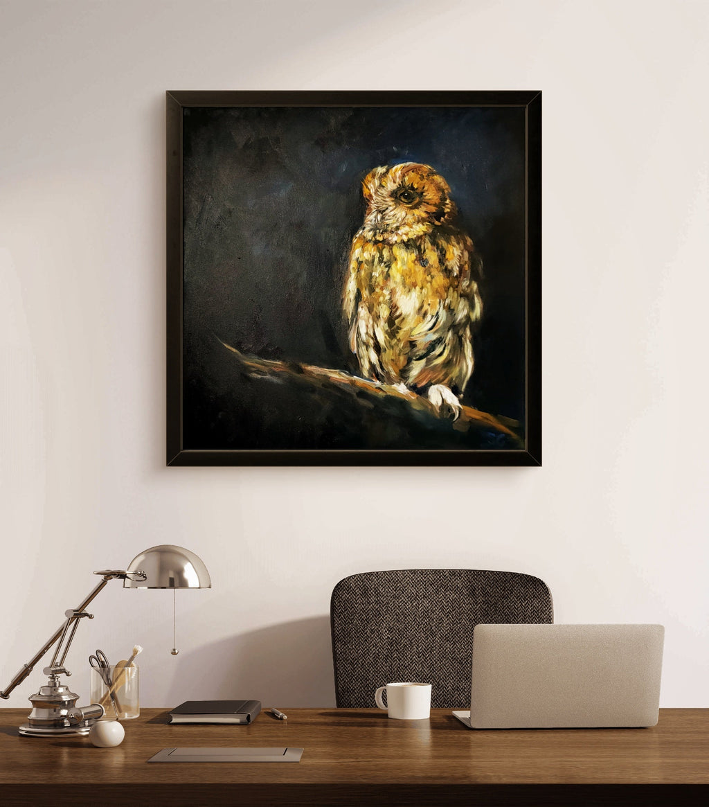 'Keeper of the Wood'- 60 x 60 cm Oil Painting on Canvas, Framed. - Animal Art by Susan Gardner - Contemporary Expressionist - Colourful Fine Art