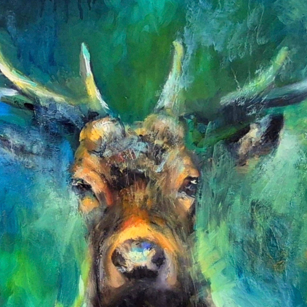 'Forest Guardian' - Original Stag Painting 100 x 80 cm/ 40 x 30" - Animal Art by Susan Gardner - Contemporary Expressionist - Colourful Fine Art