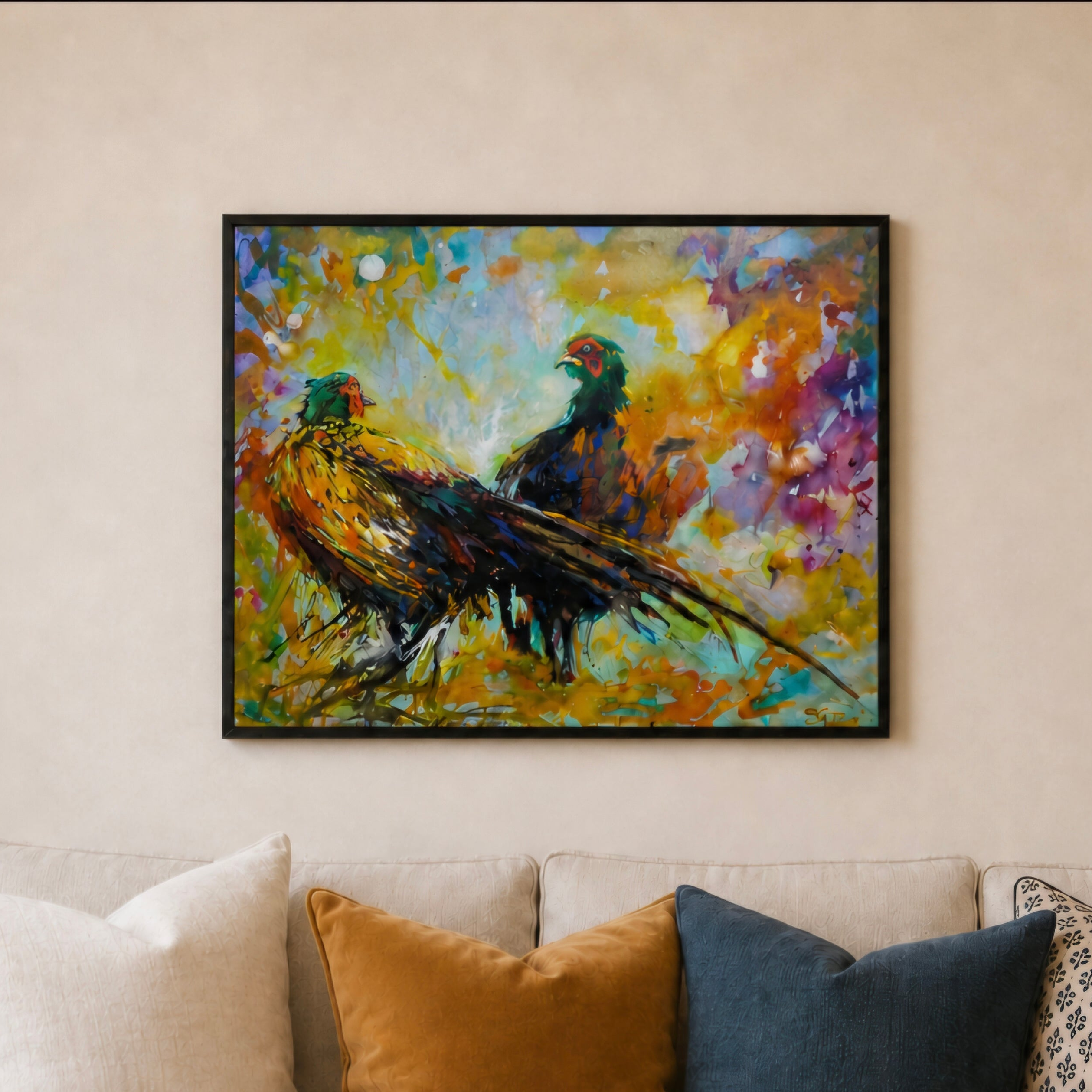 Game on - Pheasants Wall Art  Framed Canvas Print