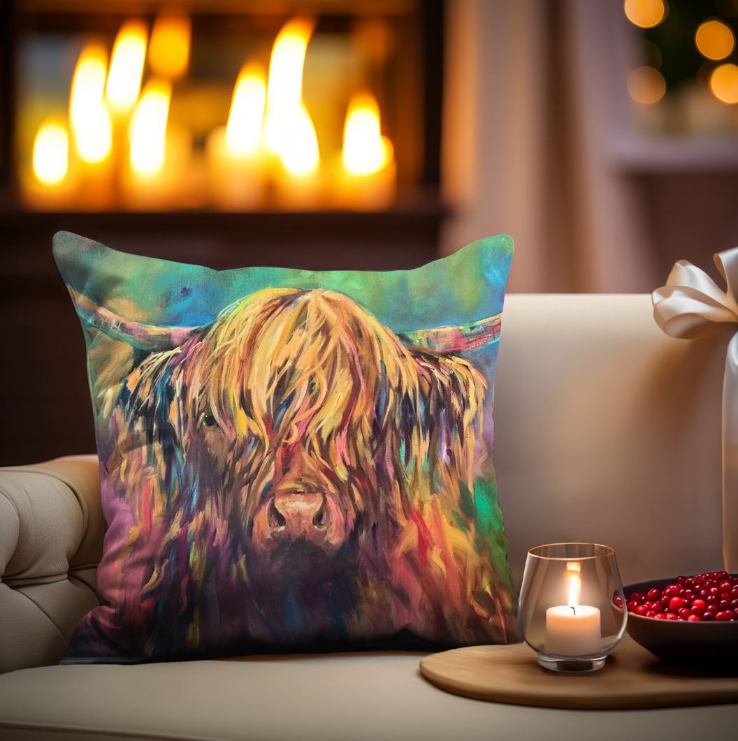 highland cow cushion applecross