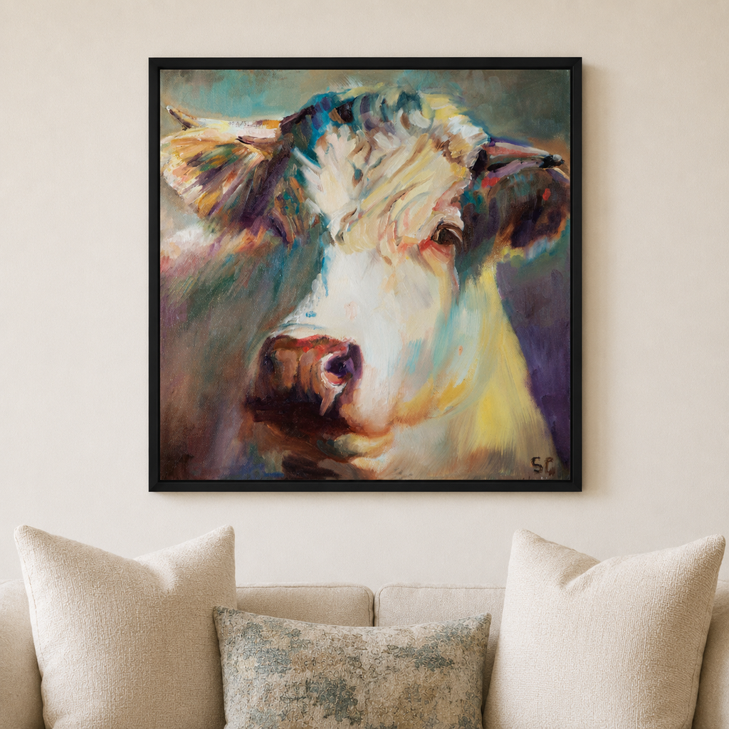 Creamy white cow art print Susan Gardner 