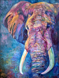 'Wise Eyes' Original Elephant Oil Painting 40 x 30"/80 x 100 cm - Animal Art by Susan Gardner - Contemporary Expressionist - Colourful Fine Art