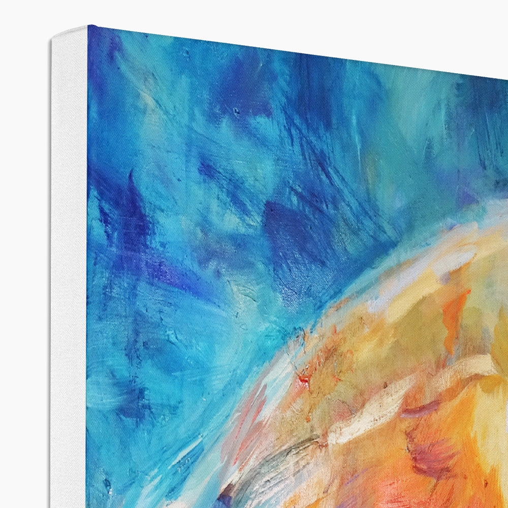 Owl in Flight Canvas - - susan gardner - uk artist - colourful animal art