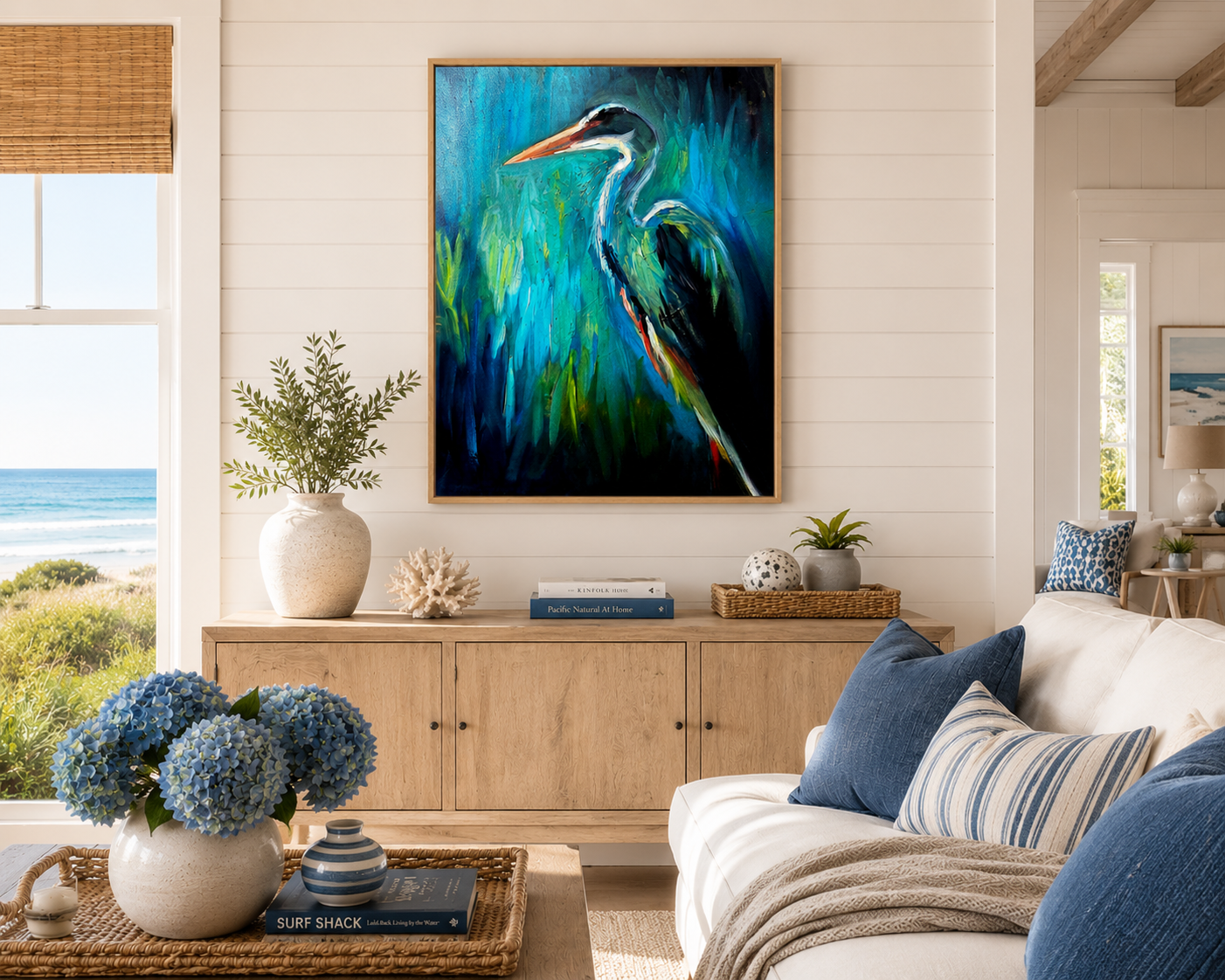 Marshlight  - Expressionist Heron - Gallery Scale Canvas Art