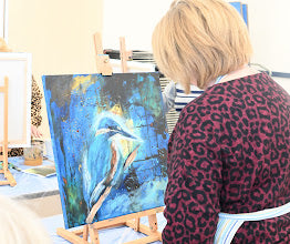 Colourful Kingfisher Art Workshop at Ibstock - Sat 6th June 10-4 pm - Animal Art by Susan Gardner - Contemporary Expressionist - Colourful Fine Art
