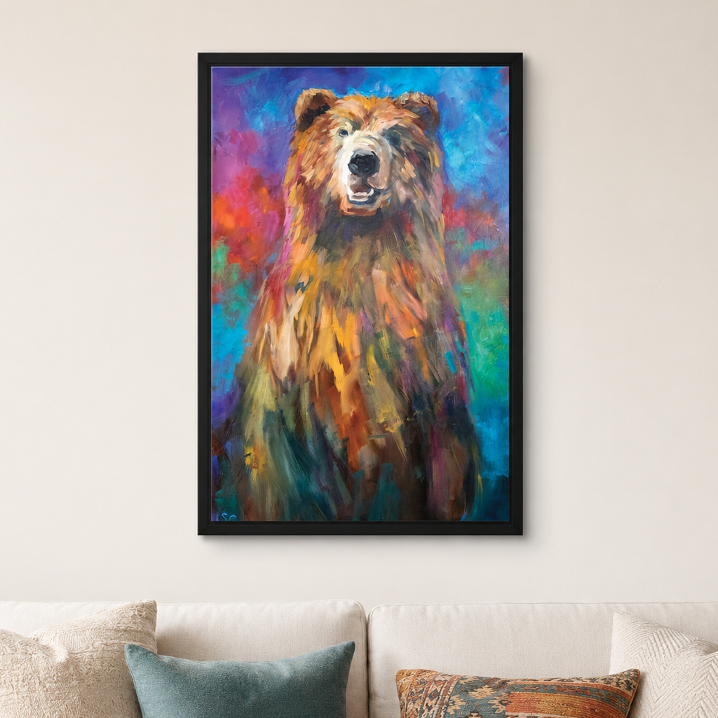 Northern Spirit - Grizzly Bear Wall Art Framed Canvas Print