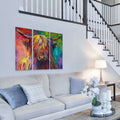 big colourful highland cow canvas prints