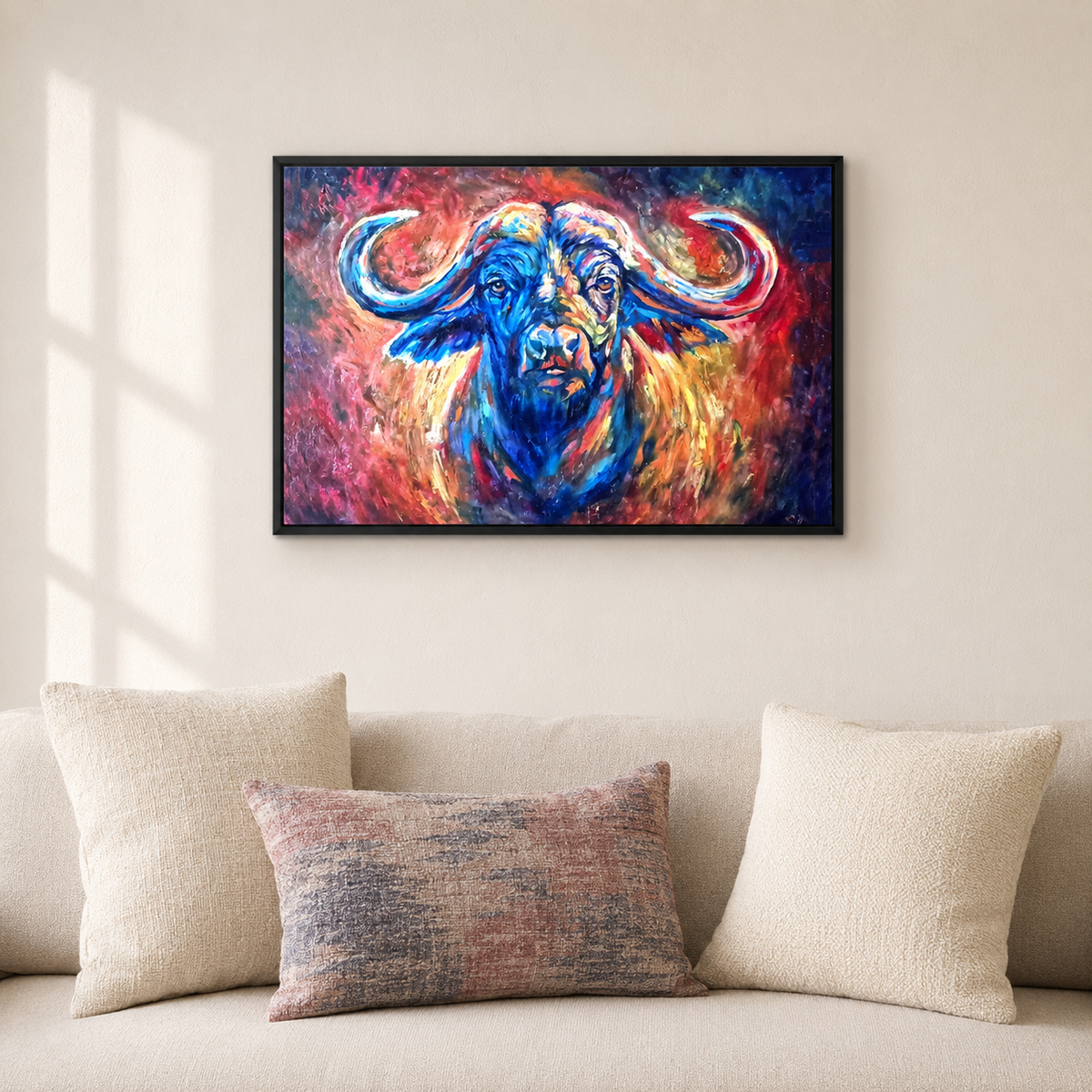 Unshakeable - African Buffalo Wall Art Framed Canvas Print