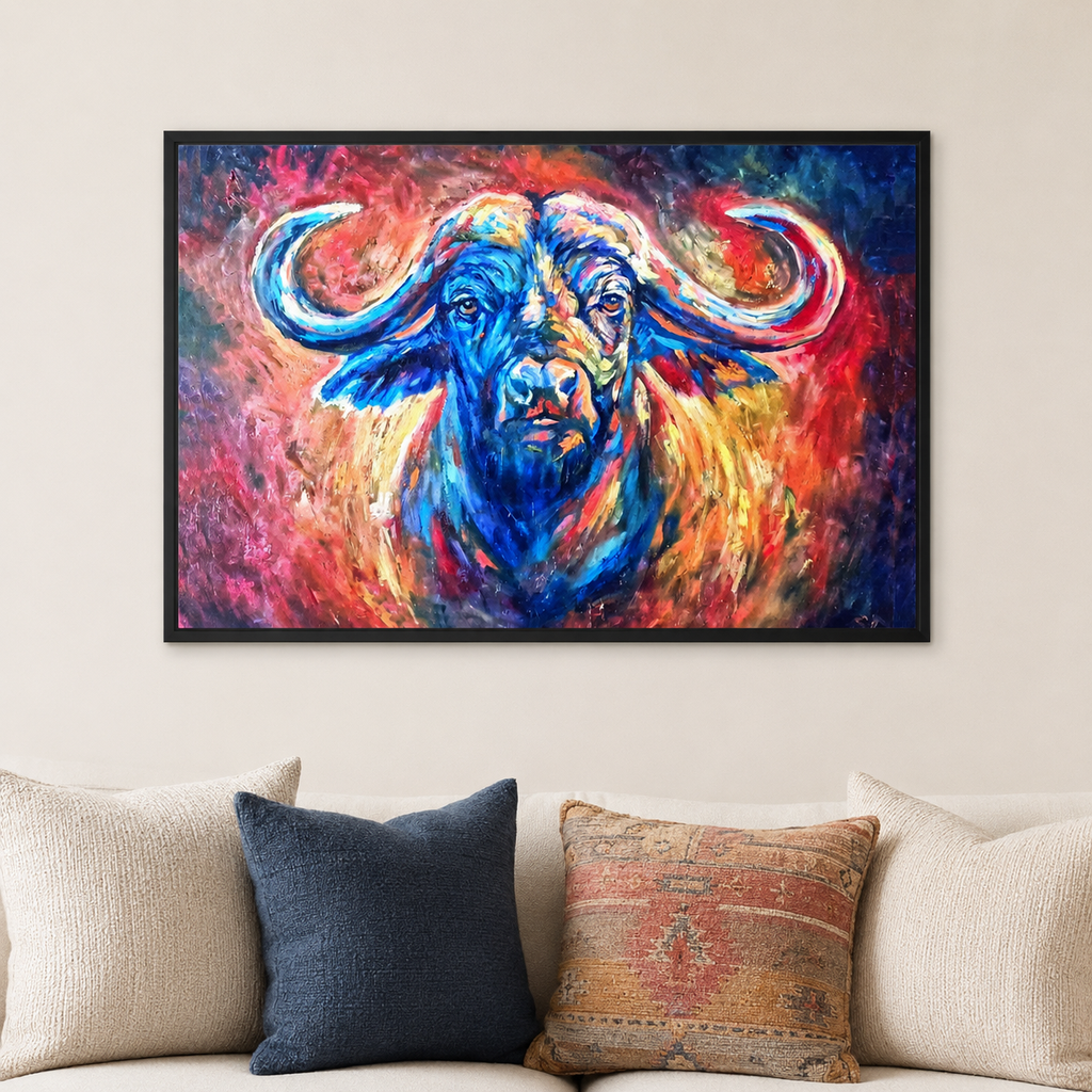 Unshakeable - African Buffalo Wall Art Framed Canvas Print