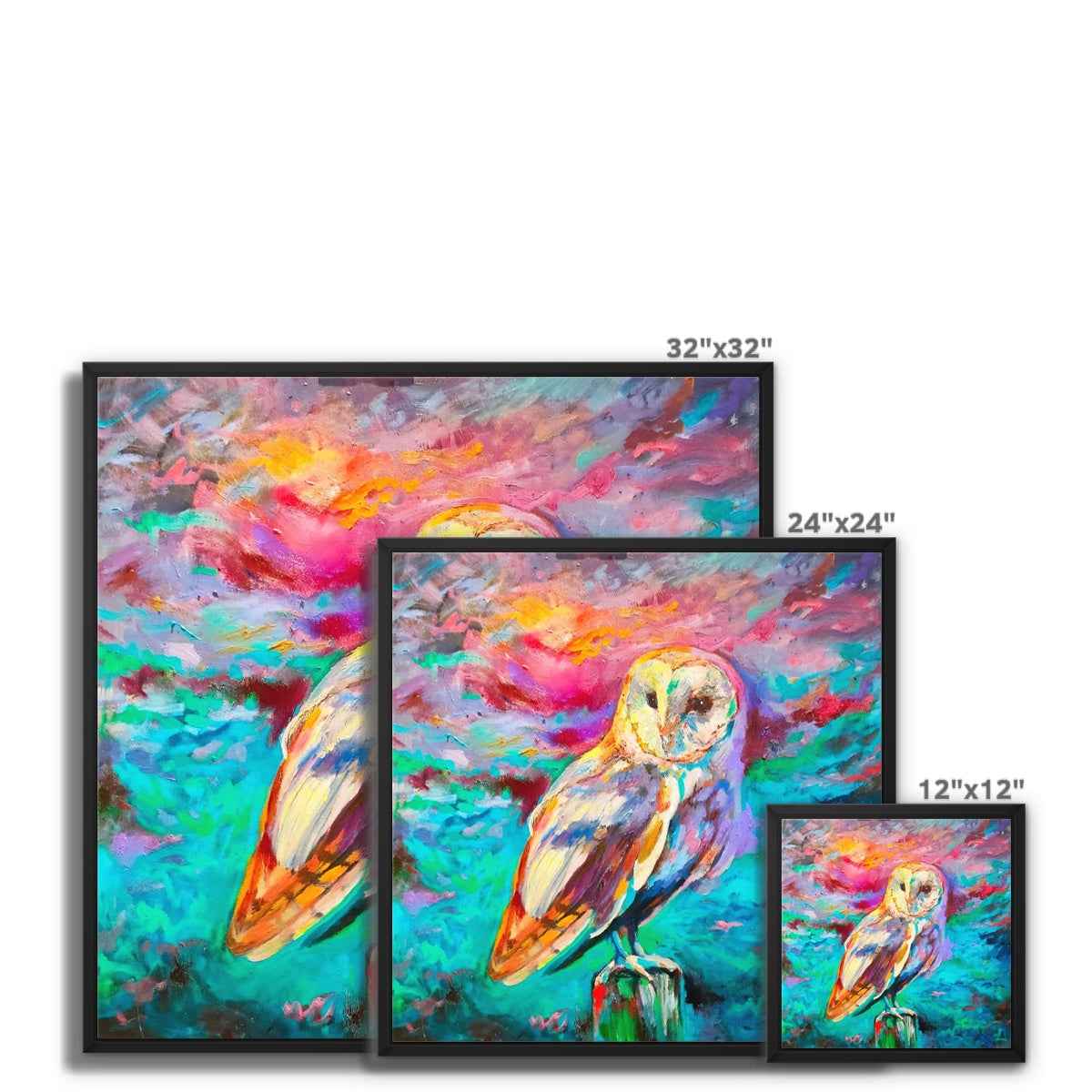 Country Sunset Barn Owl Framed Canvas