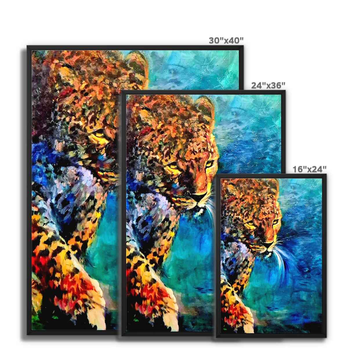 Bejewelled Leopard Framed Canvas