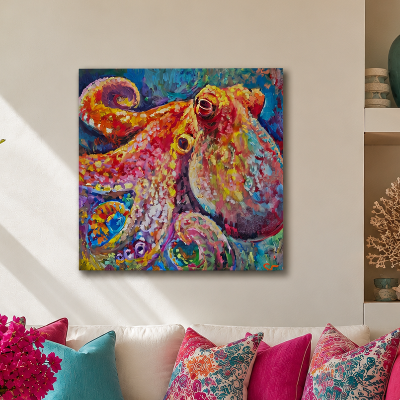 Rainbow Ripple - Octopus Canvas Print