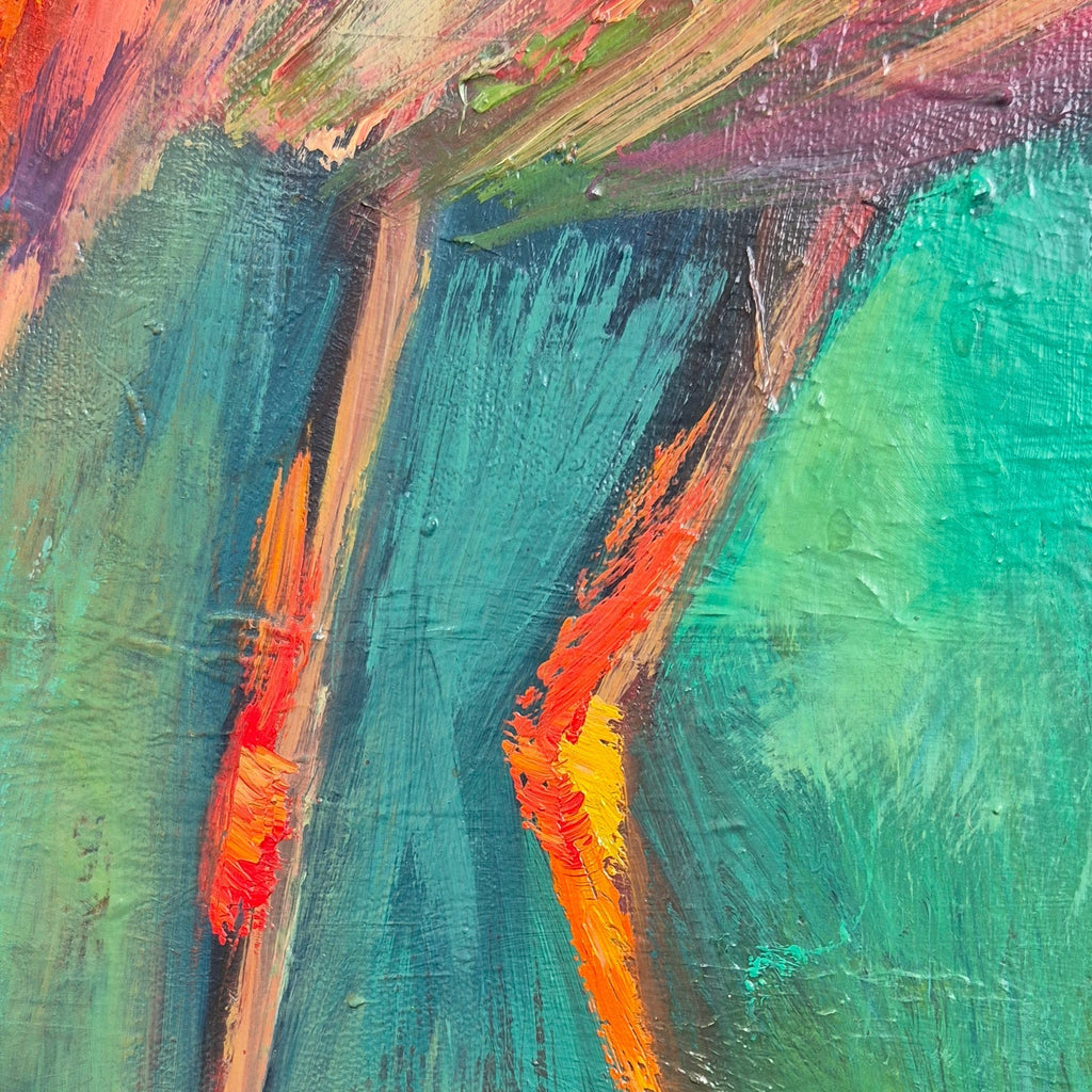 'Tropical Dancers' - Original Flamingo Oil Painting - 80 x 100 cm/30 x 40 " - Animal Art by Susan Gardner - Contemporary Expressionist - Colourful Fine Art