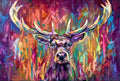 'Crowned in Colour' Original Red Deer Stag Oil Painting. 90 x 60 cm - Animal Art by Susan Gardner - Contemporary Expressionist - Colourful Fine Art