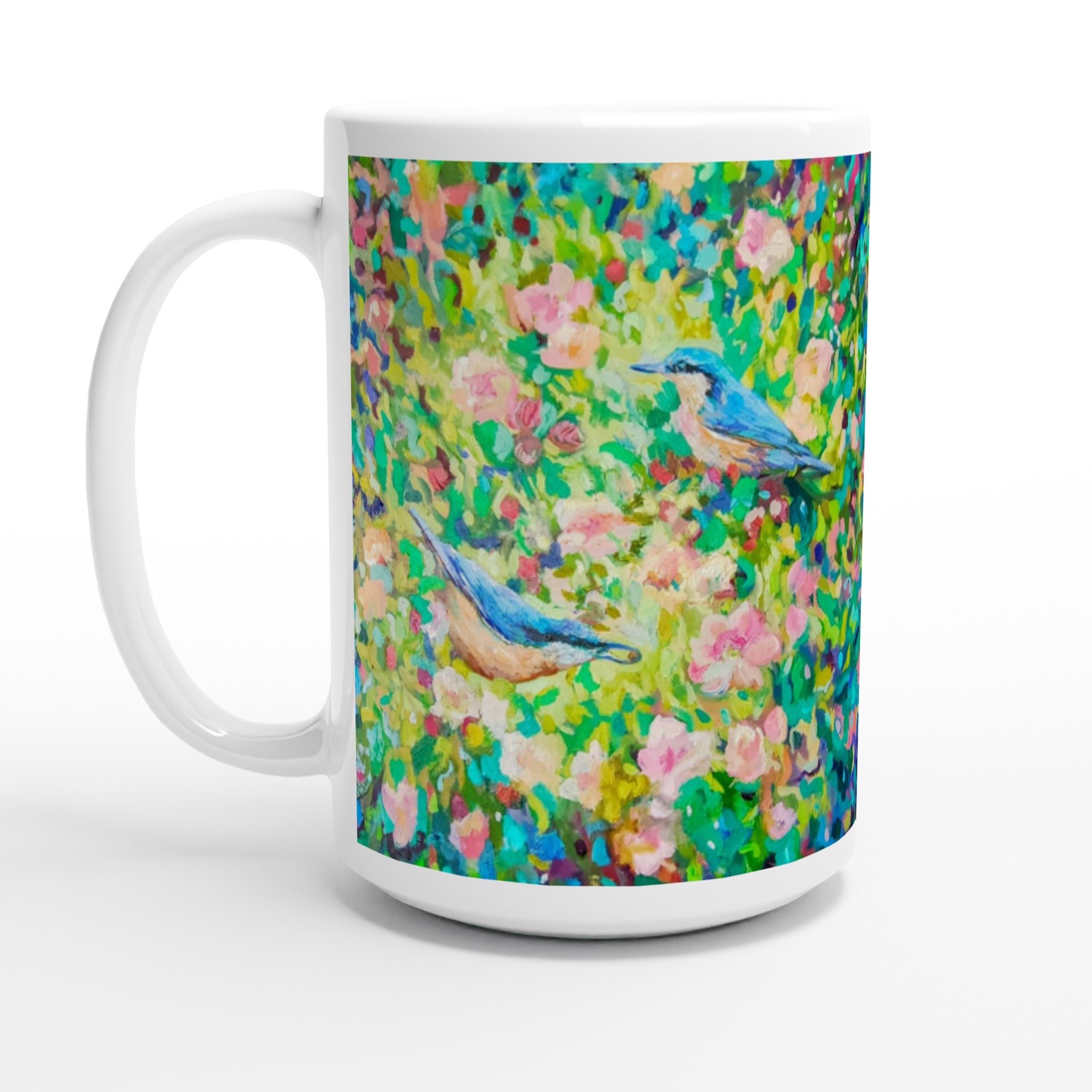 Nuthatches Ceramic Mug - Animal Art by Susan Gardner - Contemporary Expressionist - Colourful Fine Art