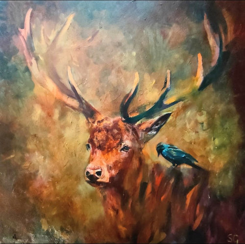 Sold* 'Ballachulish' -  Original  Oil Painting - 70 x 70  cm - - susan gardner - uk artist - colourful animal art