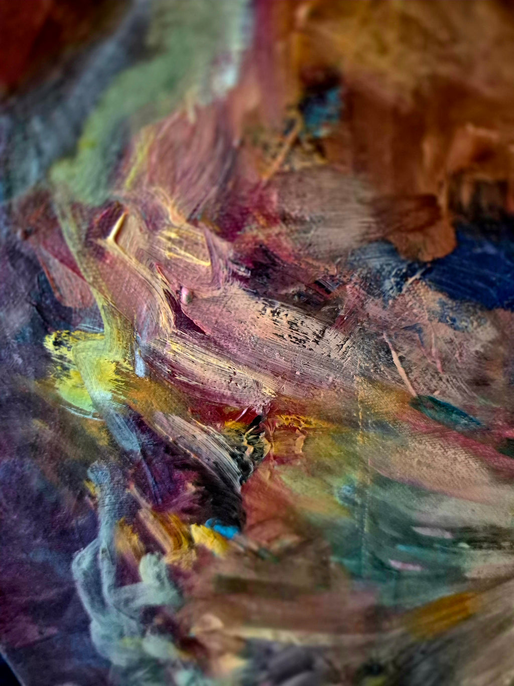 Abstract painting with vibrant colors and textures