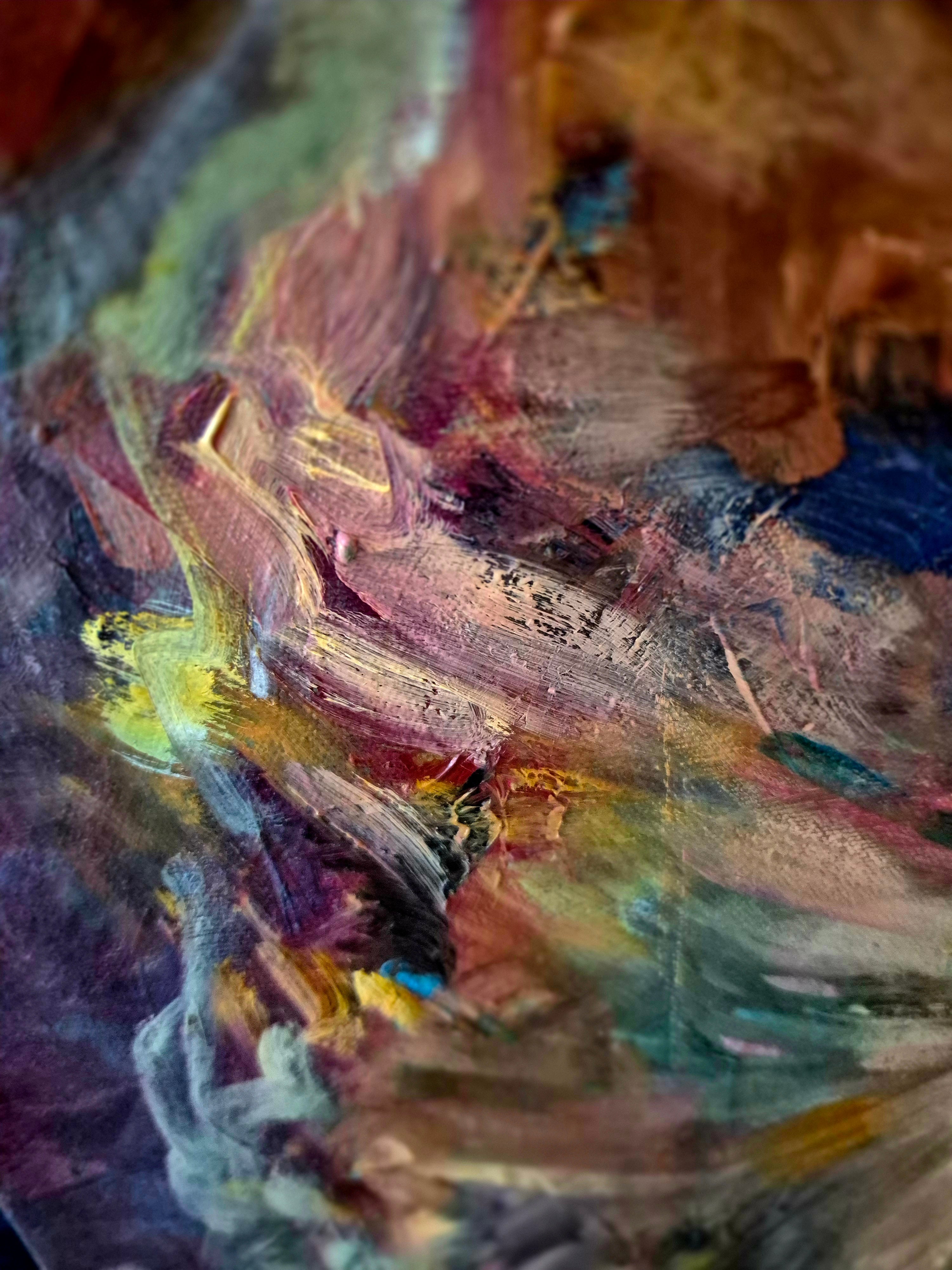 Abstract painting with vibrant colors and textures