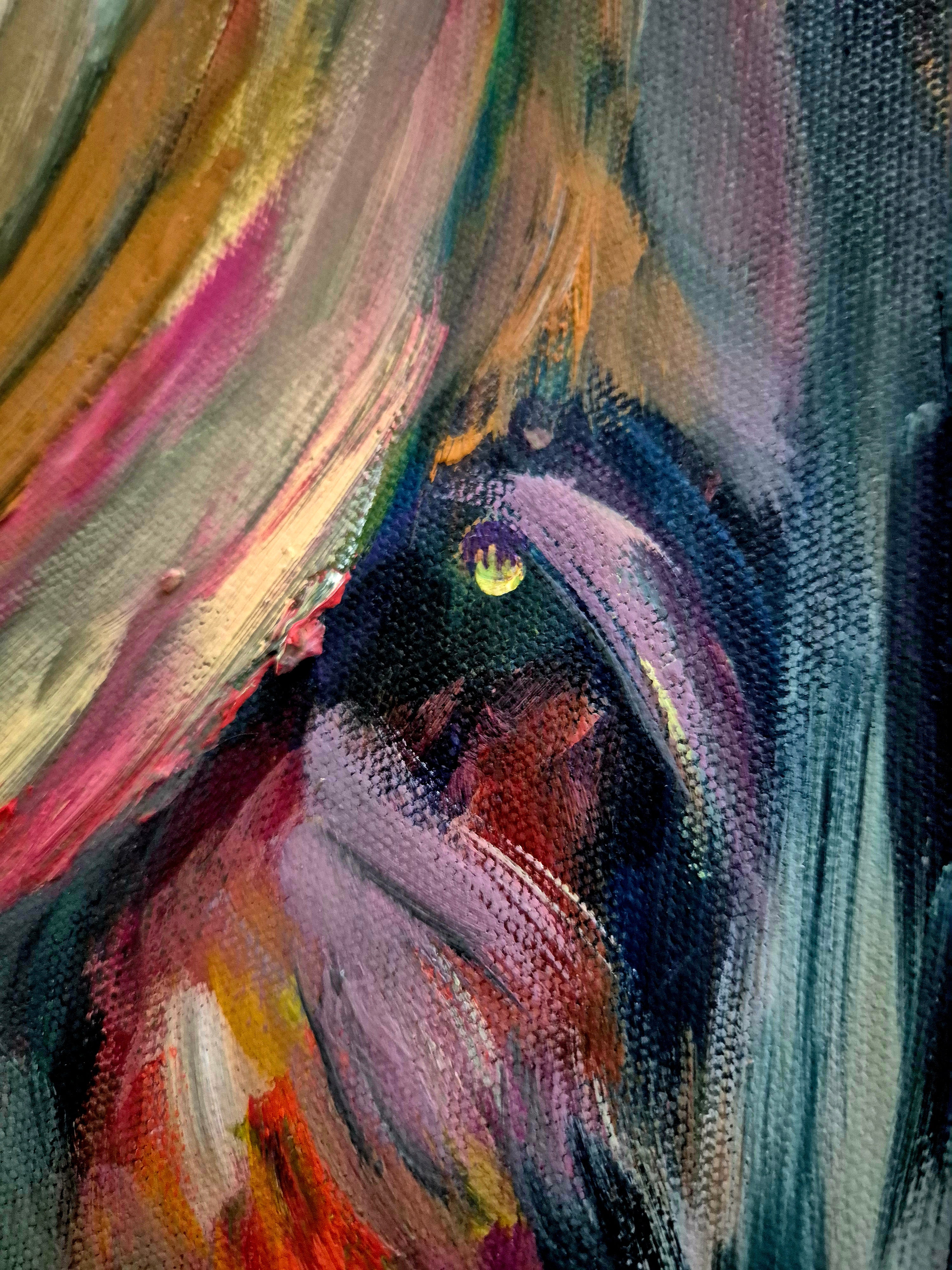 Abstract painting with vibrant colors and textures