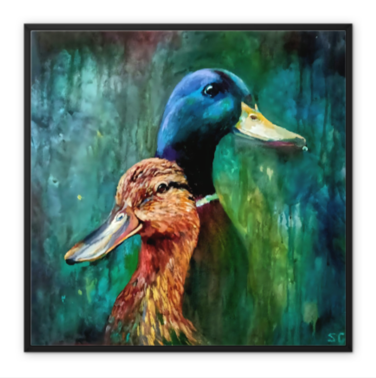 Puddle Ducks - Wall Art Framed Canvas Print