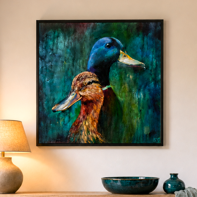 Puddle Ducks - Wall Art Framed Canvas Print