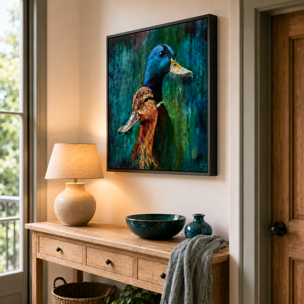 Puddle Ducks - Wall Art Framed Canvas Print
