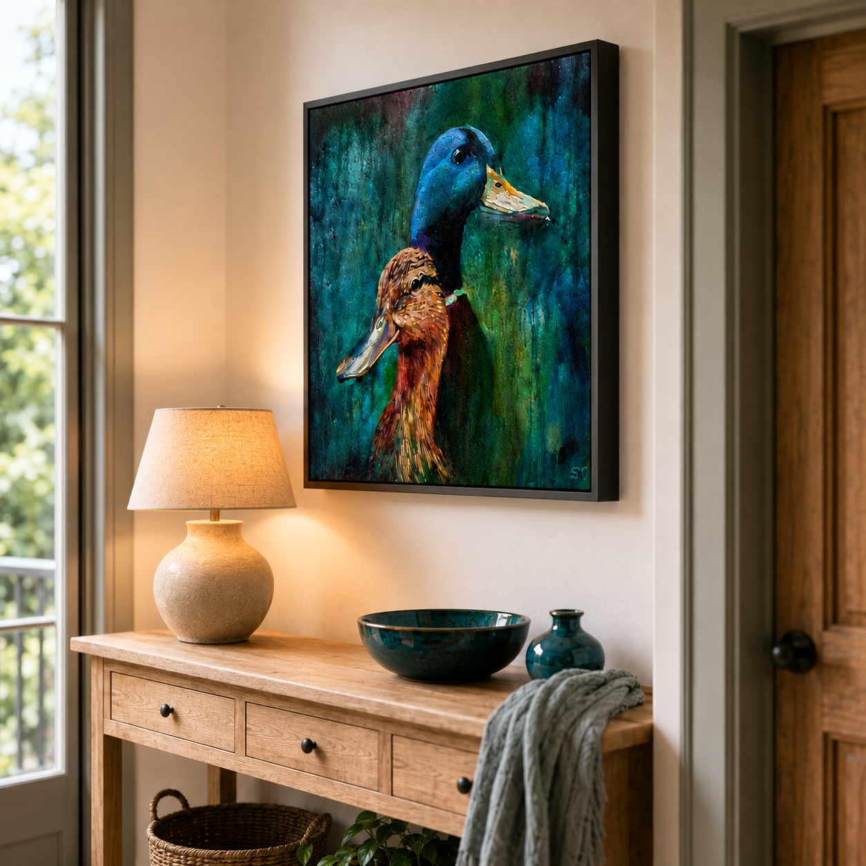 Puddle Ducks - Wall Art Framed Canvas Print