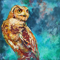 Eagle Owl - 30 x 30 cm original acrylic painting - - susan gardner - uk artist - colourful animal art