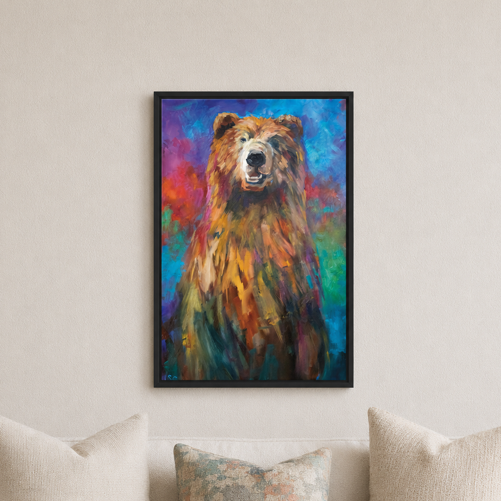 Northern Spirit - Grizzly Bear Wall Art Framed Canvas Print