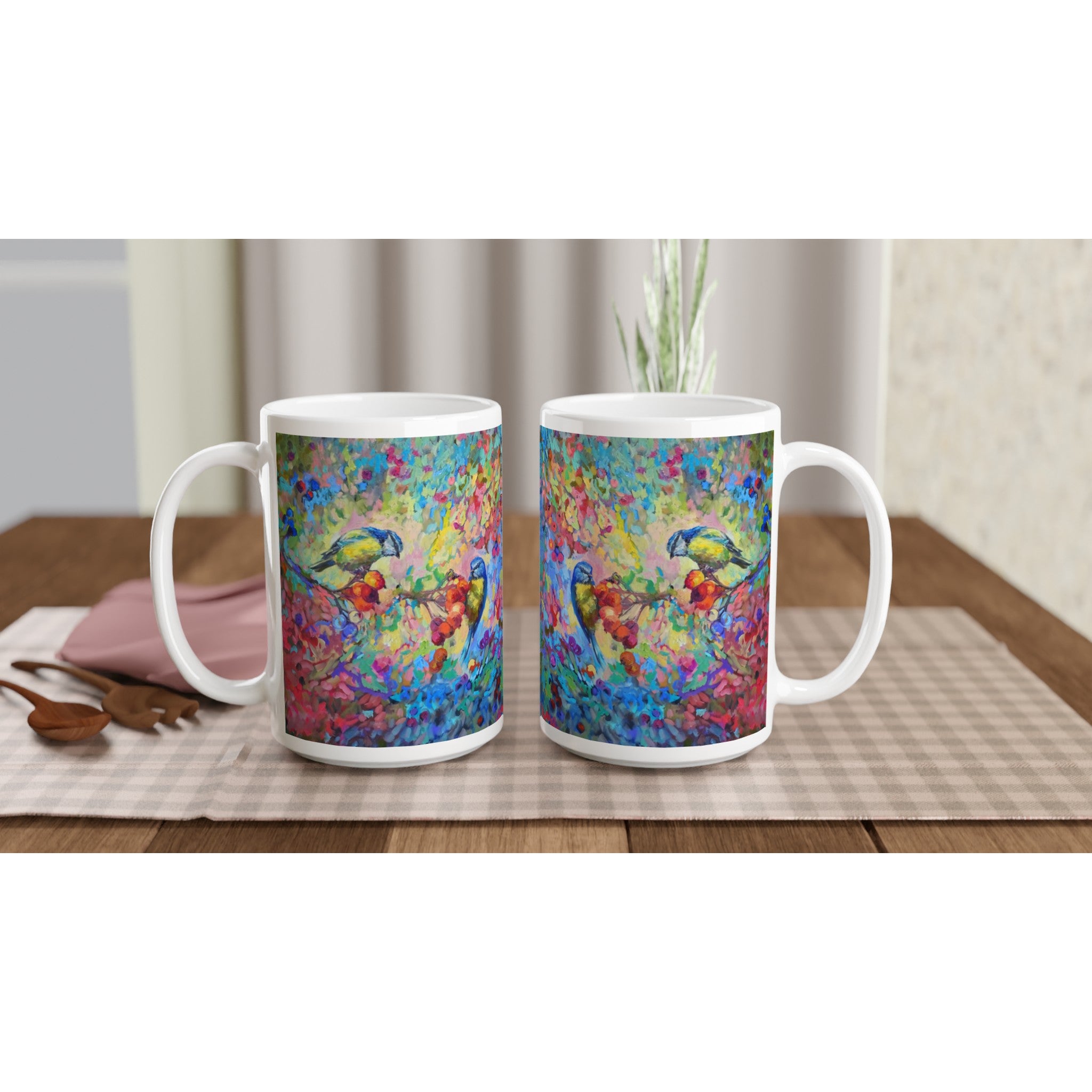 Berry Banquet Ceramic Mug - Animal Art by Susan Gardner - Contemporary Expressionist - Colourful Fine Art