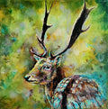 *Sold Fallow Deer - 30 x 30 cm original acrylic painting - - susan gardner - uk artist - colourful animal art