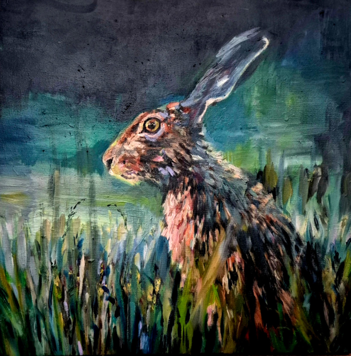 'Fantasma del campo' - Óleo sobre lienzo de 60 x 60 cm, Enmarcado.