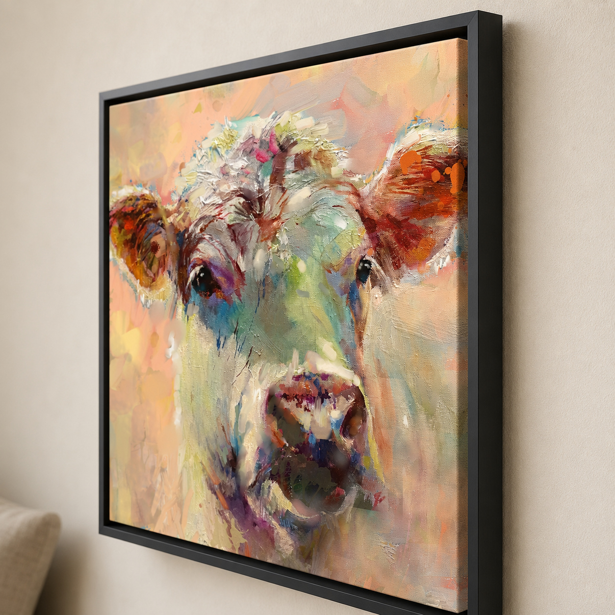Fleur - Charolais Cow Wall Art Framed Canvas Print